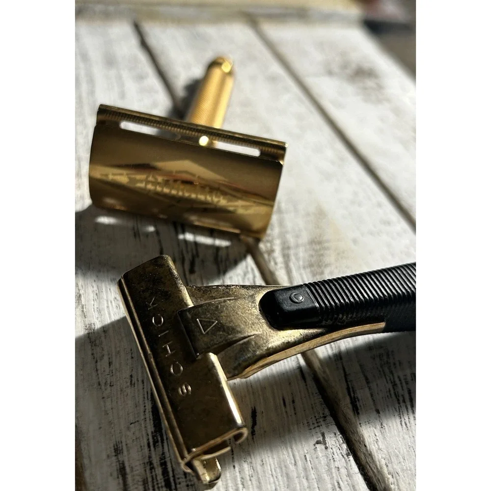 Vintage Hickok Commuter Leather Zip W/3 Old Gillette‎ Schick Razors Top Cowhide